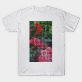 Mosaic Style Pink Flower Tiles T-Shirt